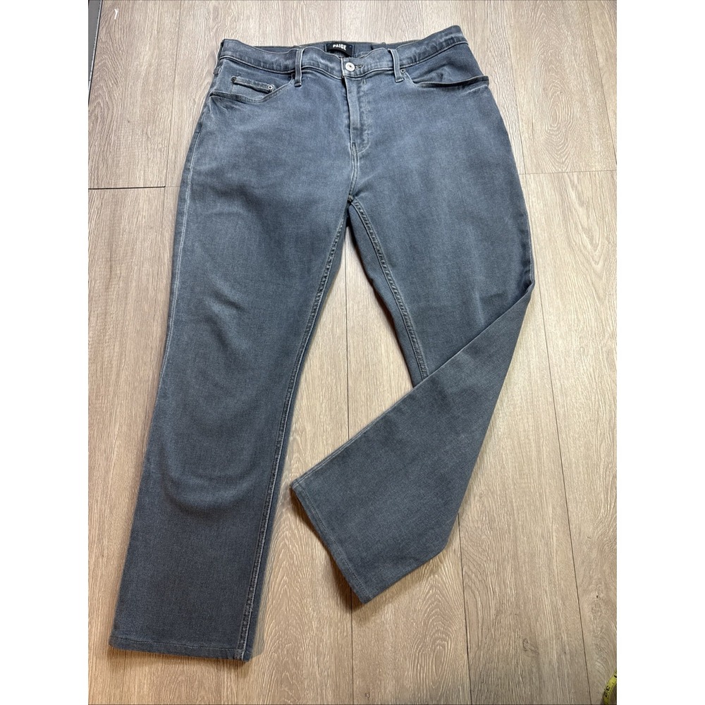 Paige Federal Jeans Men's Sz 36 Gray Wash Slim Straight Transcend Stretch 36x29